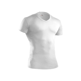 UA Men's Tactical HeatGear Compression V-Neck T-Shirt (Color: White, size: 2X-Large)