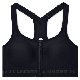 Women's Armour High Crossback Zip Sports Bra (Color: Black, size: 32B)