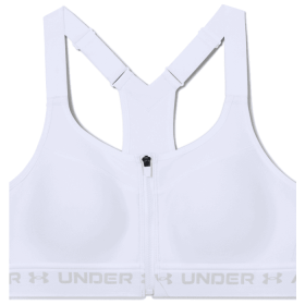 Women's Armour High Crossback Zip Sports Bra (Color: White, size: 32D)
