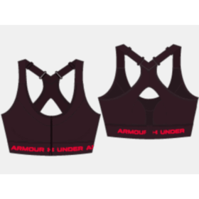 Women's Armour High Crossback Zip Sports Bra (Color: Dark Maroon, size: 32A)
