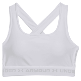 Women's Armour Mid Crossback Sports Bra (Color: White, size: medium)