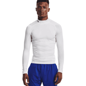 Men's HeatGear Mock Long Sleeve (Color: White, size: medium)