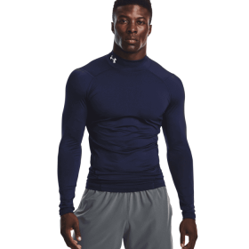 Men's HeatGear Mock Long Sleeve (Color: Midnight Navy, size: large)