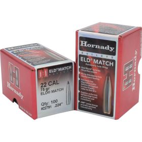 Hornady ELD Match Bullets (Option: 22 Cal. .224 75 gr. ELD Match 100 Box)