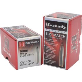 Hornady ELD Match Bullets (Option: 6mm .243 108 gr. ELD Match 100 Box)