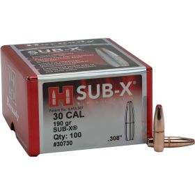 Hornady Sub-X Bullets (Option: 30 cal. .308 190 gr. Sub-X 100 box)