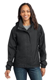 Eddie Bauer® - Ladies Rain Jacket. EB551 (Color: Black/ Steel Grey, size: M)
