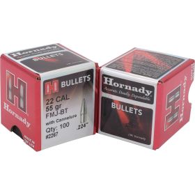 Hornady FMJ BT Bullets (Option: 22 cal. .244 in. 55 gr. 100 pk.)