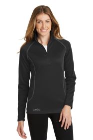 Eddie Bauer® Ladies Smooth Fleece 1/2-Zip. EB237 (Color: Black, size: XS)