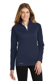 Eddie Bauer® Ladies Smooth Fleece 1/2-Zip. EB237 (Color: River Blue Navy, size: XS)