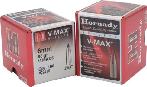 Hornady Bullets 6Mm .243 (Option: 65Gr V-Max 100Ct 40Bx/Cs)