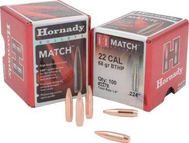 Hornady Bullets 22 Cal .224 (Option: 68Gr Jhp-Bt 100Ct 40Bx/Cs)