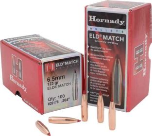Hornady Bullets 6.5Mm .264 (Option: 123Gr Eld-Match 100Ct 25Bx/Cs)