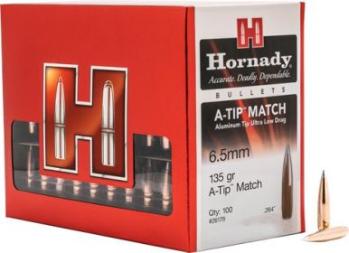 Hornady Bullets 6.5Mm .264 (Option: 135Gr A-Tip  100Rd 10Bx/Cs)