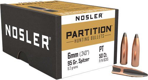 Nosler Bullets 6Mm .243 (Option: 95Gr Partition 50Ct)