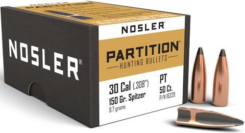 Nosler Bullets 30 Cal .308 (Option: 150Gr Partition 50Ct)