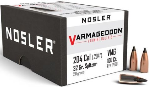 Nosler Bullets 20 Cal .204 (Option: 32Gr Varmageddon Tipped 100Ct)