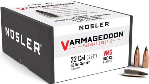Nosler Bullets 22 Cal .224 (Option: 55Gr Varmageddon Tipped 500Ct)