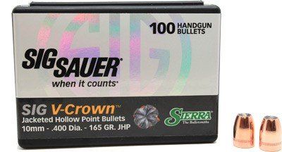 Sierra Bullets 10Mm .400 (Option: 165Gr Jhp Sig V-Crown 100Ct)