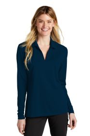 Nike Ladies Dri-FIT Micro Pique 2.0 Long Sleeve Polo NKDC2105 (Color: Navy, size: M)
