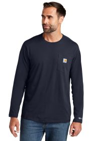Carhartt Force® Long Sleeve Pocket T-Shirt CT104617 (Color: Navy, size: M)