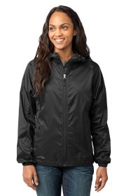 Eddie Bauer® - Ladies Packable Wind Jacket. EB501 (Color: Black, size: L)